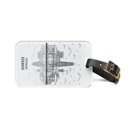 Vietnam Elegant Travel Luggage Tag: Stylish Acrylic Tag with Leather Strap - Très Elite