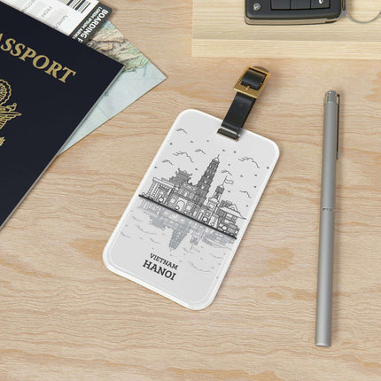 Vietnam Elegant Travel Luggage Tag: Stylish Acrylic Tag with Leather Strap - Très Elite