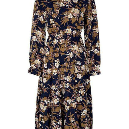 Vintage Chic Floral V-Neck Long-Sleeve Dress - Fashionable Women's Selection - Très Elite