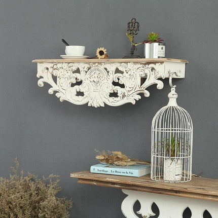 Vintage Elegance Handcrafted White Wooden Wall Shelf: Timeless Charm for Your Home. vintage-elegance-handcrafted-white-wooden-wall-shelf-timeless-charm-for-your-home Furniture›Home office furniture›Cabinets, modules and shelves›Wall Shelves