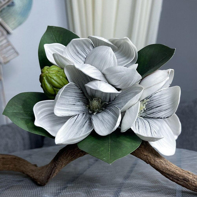 Vintage Elegance: Luxurious Magnolia Floral Arrangement with Vibrant Accents