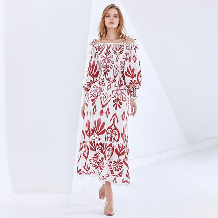 Vintage Elegance: Modern Off-Shoulder Dress with Retro Flair - Très Elite
