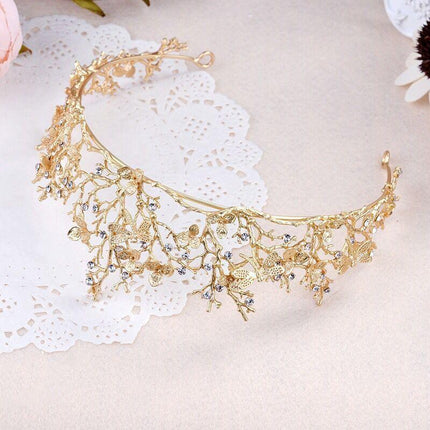 Vintage Golden Dragonfly Rhinestone Bridal Tiara: Luxurious Baroque Headpiece - Très Elite