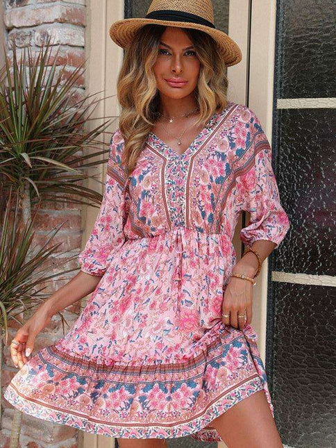 Vintage-Inspired Pink Long Sleeve Dress - Essential Fashion for Women