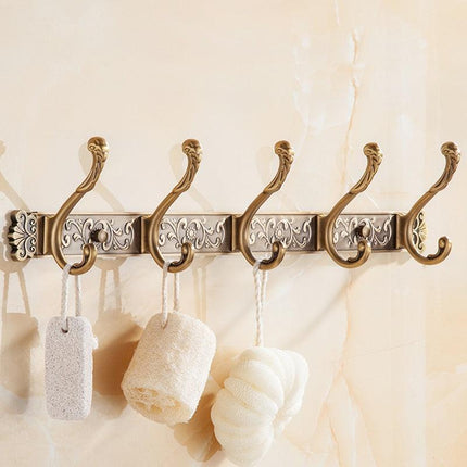 Vintage-Inspired Wall-Mounted Coat Rack with 5 Sturdy Zinc-Alloy Hooks for Stylish Home Organization - Très Elite