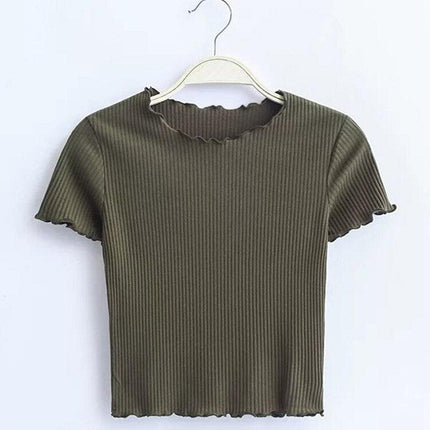 Vintage-Inspired Women's Retro Short Sleeve T-Shirt with Wood Ears Design - Très Elite