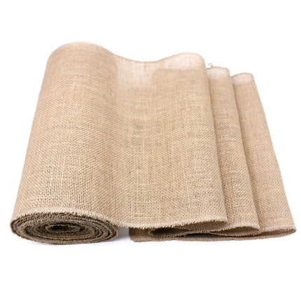 Vintage Jute Embroidered Burlap Table Runner - Rustic Charm Accent- Très Elite- Très Elite