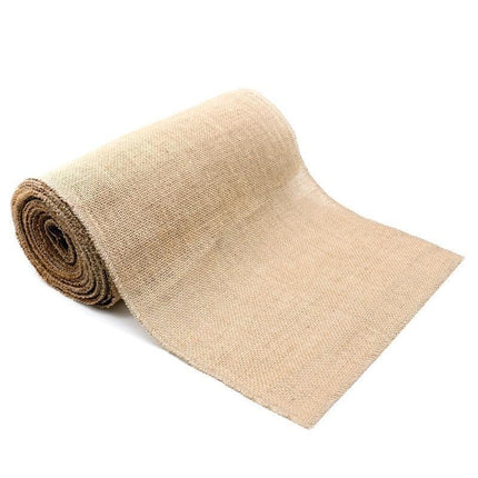 Vintage Jute Embroidered Burlap Table Runner - Rustic Charm Accent- Très Elite- Très Elite