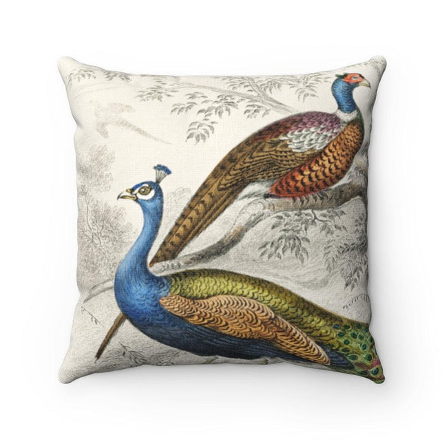 Vintage Peacock & Silver Pheasant Reversible Luxe Pillowcase - Chic Home Decor Accent