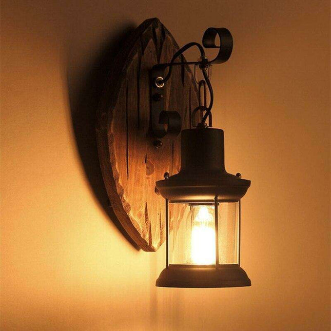 Vintage Wooden Wall Sconce - Classic LED Light Fixture for Home and Hospitality Spaces