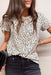 Leopard Print Loose Fit Short Sleeve Women's T-shirt with Round Neck