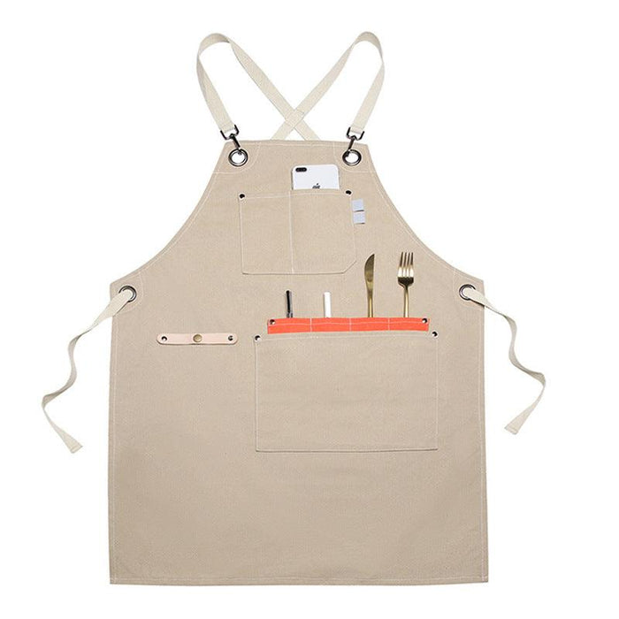 Canvas Workwear Apron with Multi-Purpose Pocket for Gardening, Flower Shops, Cafes, and Salons