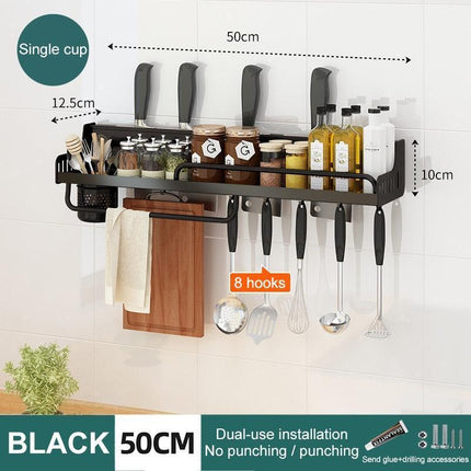 Wall-Mounted Aluminum Kitchen Organizer Rack with Chopstick Holder - Maximize Space Efficiency