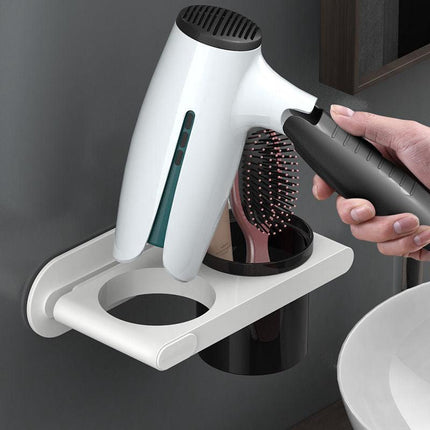 Wall-Mounted Hair Dryer Storage Shelf with No-Drill Installation - Très Elite
