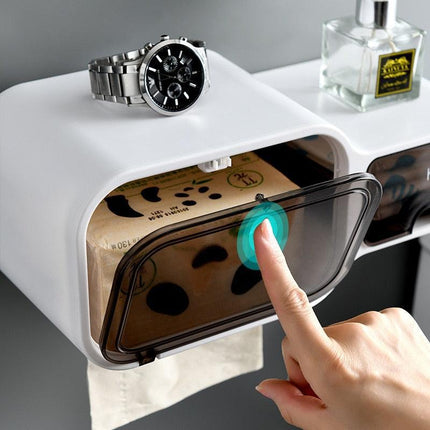 Wall-Mounted Tissue Dispenser with Versatile Storage for Bathroom Organization- Très Elite- Très Elite