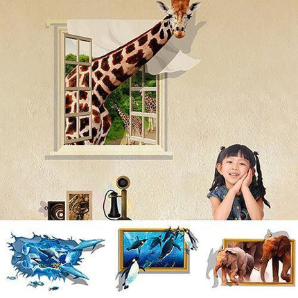 Whimsical 3D Animal Wall Stickers - Fun and Removable Home Decor..