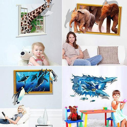 Whimsical 3D Animal Wall Stickers - Fun and Removable Home Decor..