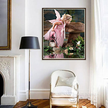Whimsical Baby Angel and Swan DIY Diamond Painting Kit - Creative Wall Art for All Ages - Très Elite