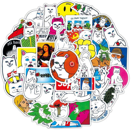 Whimsical Cat Character Sticker Collection for Fun Personalization - Très Elite