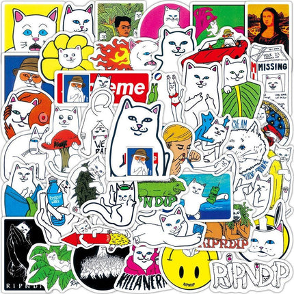 Whimsical Cat Character Sticker Collection for Fun Personalization - Très Elite