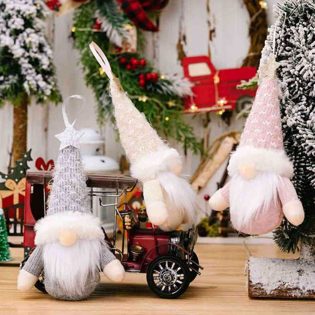 Whimsical Duo of Faceless Gnome Hanging Ornaments