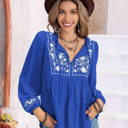 Whimsical Floral Chiffon Blouse with Elegant Balloon Sleeves