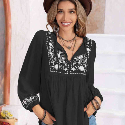 Whimsical Floral Chiffon Blouse with Elegant Balloon Sleeves