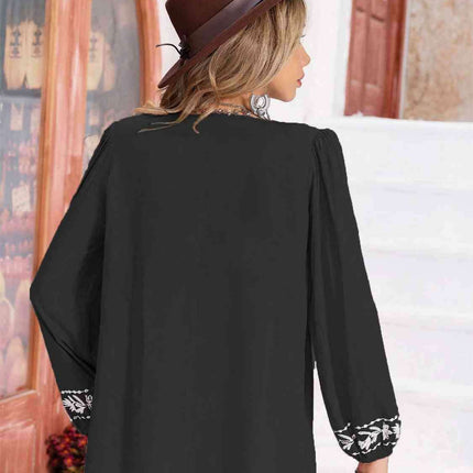 Whimsical Floral Chiffon Blouse with Elegant Balloon Sleeves