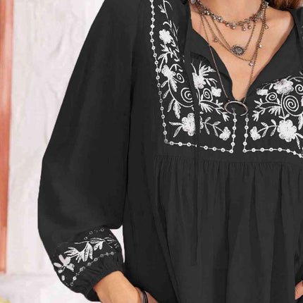 Whimsical Floral Chiffon Blouse with Elegant Balloon Sleeves