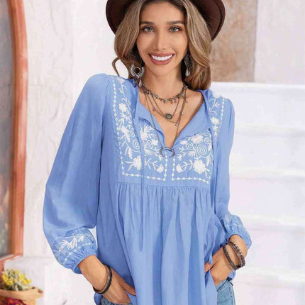 Whimsical Floral Chiffon Blouse with Elegant Balloon Sleeves