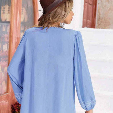 Whimsical Floral Chiffon Blouse with Elegant Balloon Sleeves