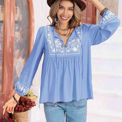 Whimsical Floral Chiffon Blouse with Elegant Balloon Sleeves