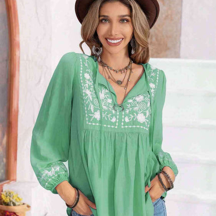 Whimsical Floral Chiffon Blouse with Elegant Balloon Sleeves