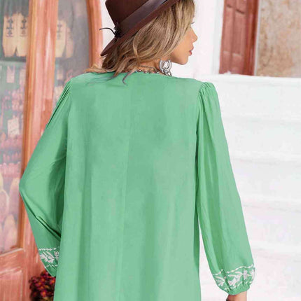 Whimsical Floral Chiffon Blouse with Elegant Balloon Sleeves