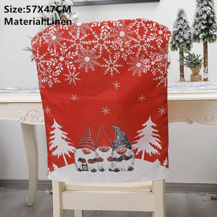 Whimsical Gnome-Themed Christmas Chair Cover - Festive Home Accent
