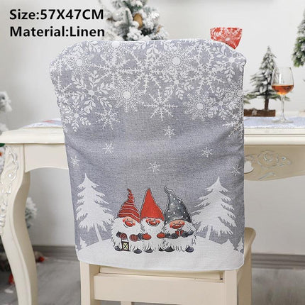 Whimsical Gnome-Themed Christmas Chair Cover - Festive Home Accent