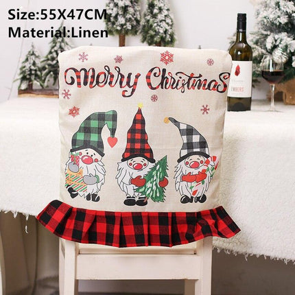 Whimsical Gnome-Themed Christmas Chair Cover - Festive Home Accent