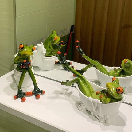Whimsical Green Frog Resin Desk Ornament - Enchanting Home Decor - Très Elite