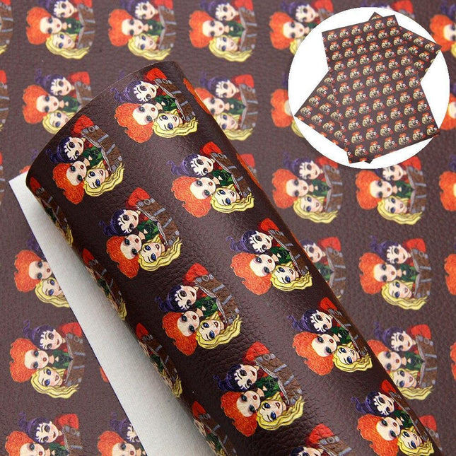 Whimsical Halloween Witch Faux Leather Crafting Sheets Set - Creative Art Supplies