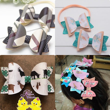 Whimsical Holiday Cartoon Animal PU Bow Fabric Sheets: Essential DIY Kit for Festive Hair Accessories and Crafts - Très Elite
