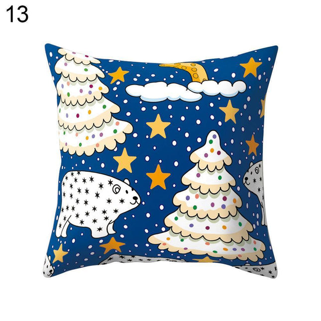 Whimsical Holiday Cartoon Pillow Cover for Festive Home Styling