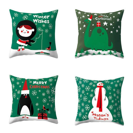 Whimsical Holiday Cartoon Pillow Cover for Festive Home Styling