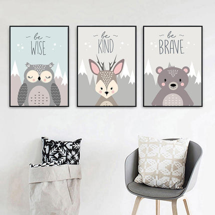 Whimsical Jungle Safari Animals Canvas Print - Gender-Neutral Nursery Wall Art for Kids - Très Elite