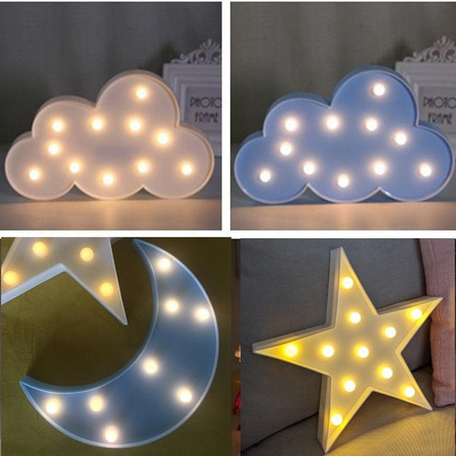 Whimsical Nordic LED Night Light Set: Dreamy Cloud, Star, Moon Illumination