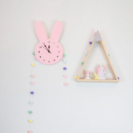 Whimsical Nordic Wooden Rabbit and Swan Wall Clock for Magical Kids' Room Decor