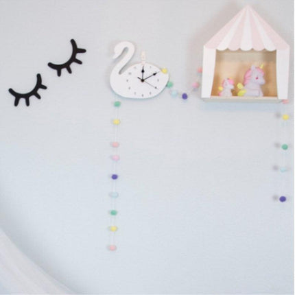 Whimsical Nordic Wooden Rabbit and Swan Wall Clock for Magical Kids' Room Decor