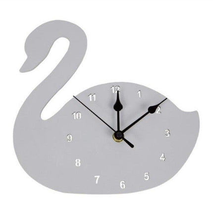 Whimsical Nordic Wooden Rabbit and Swan Wall Clock for Magical Kids' Room Decor