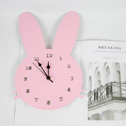 Whimsical Nordic Wooden Rabbit and Swan Wall Clock for Magical Kids' Room Decor