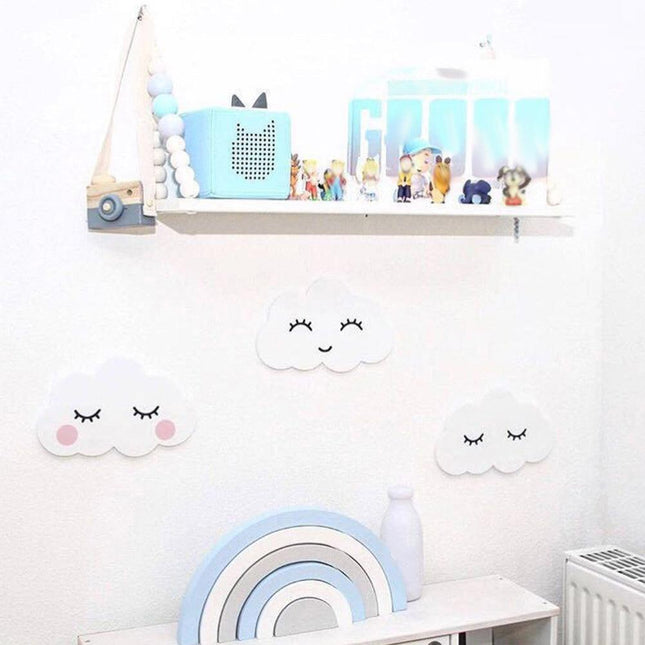 Whimsical Wooden Cloud and Moon Nursery Wall Art Decor