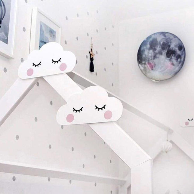 Whimsical Wooden Cloud and Moon Nursery Wall Art Decor